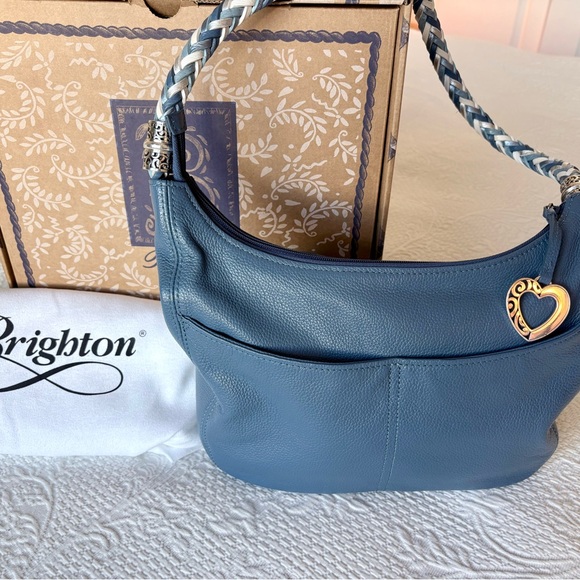 Brighton Barbados Ziptop Hobo Canyon Blue Women’s Bag - Picture 2 of 11